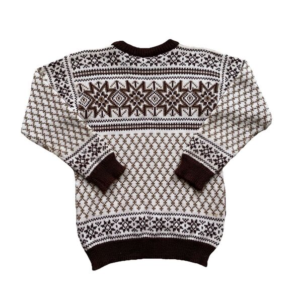Vintage Dale Of Norway Sweater 100% Wool Size 44 Large Brown Pattern Crewneck - Picture 3 of 9
